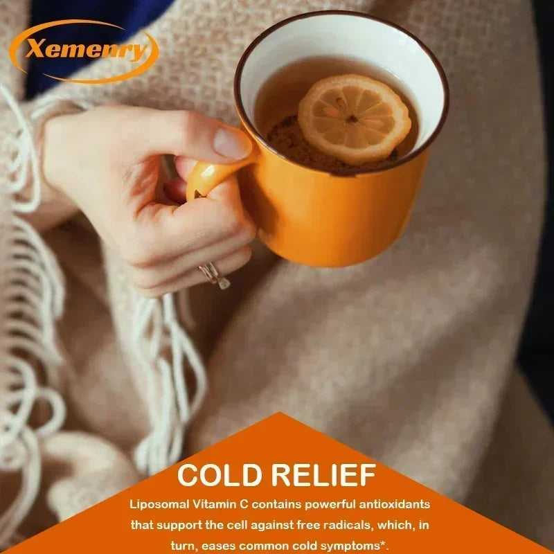 Vitamin C Capsules - Immune Support, for Cellular Energy Production, Improve Skin Brightening, Skin, Teeth & Heart Health