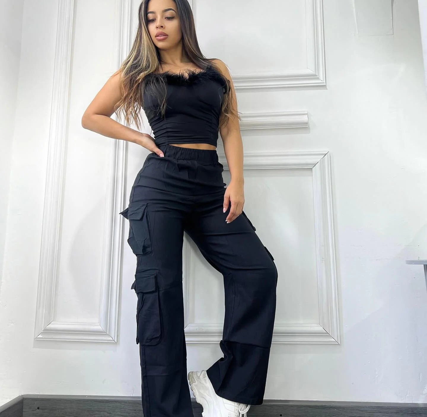New Straight Cargo Pants Women High Waist Baggy Trousers Casual Wide Leg Slim Vintage Y2K Streetwear Pocket Fashion Casual Pants Badiee Stylez