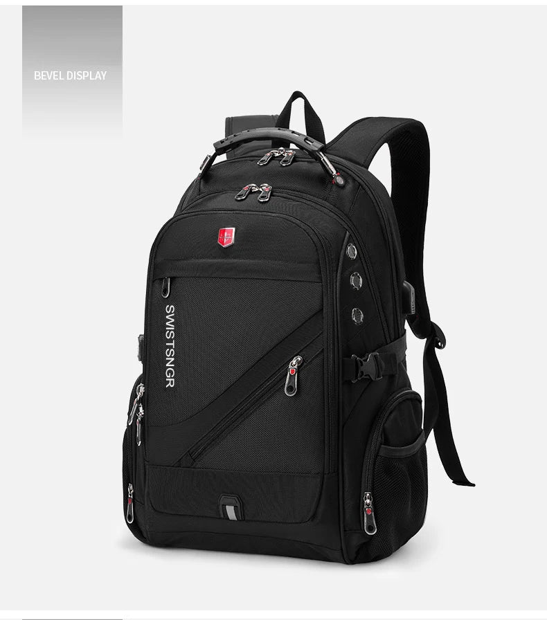 Waterproof 15.6/17.3 Inch Laptop Backpack Men USB Charging Swiss Backpack Travel Women Rucksack Male Vintage School Bag Mochila