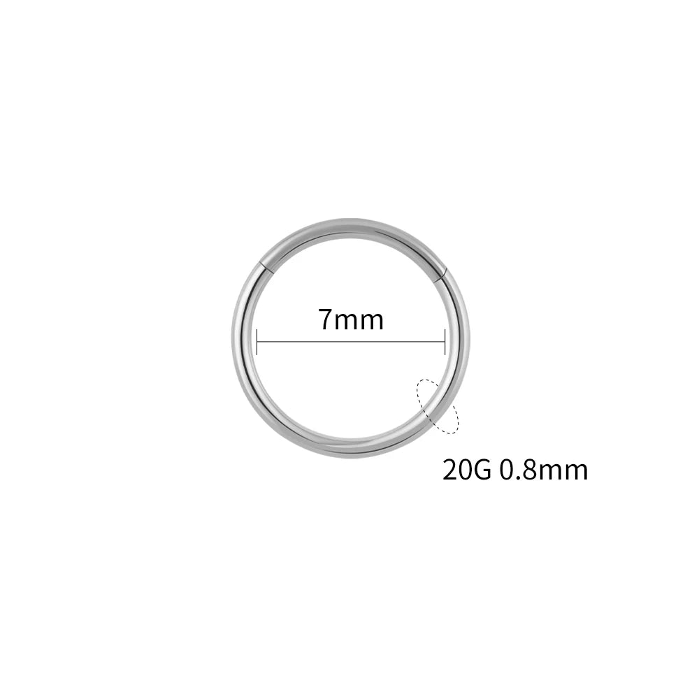 Right Grand ASTM F136 Titanium Hinged Hoop Nose Rings 20G 18G 16G Septum Ring Body Piercing Jewelry Helix Cartilage Rook Earring Titanium 0.8x7mm