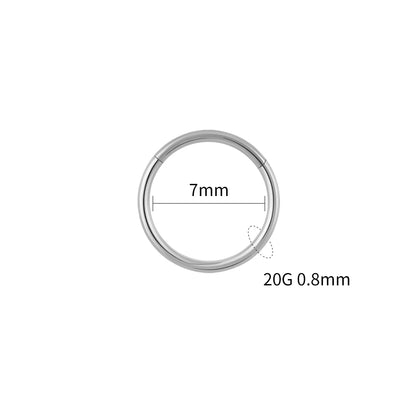 Right Grand ASTM F136 Titanium Hinged Hoop Nose Rings 20G 18G 16G Septum Ring Body Piercing Jewelry Helix Cartilage Rook Earring Titanium 0.8x7mm