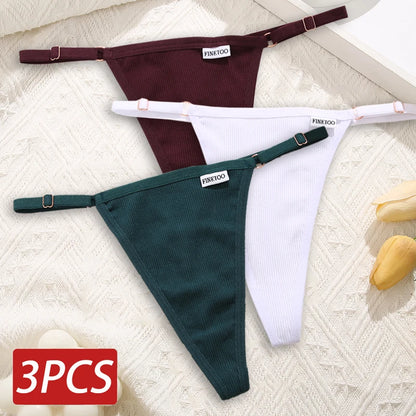 Cotton Sexy Thongs Adjustable Women's Panties Soft Panties Low Waist Seamless Thongs Woman Lingerie Tangas Mujer S-XL FINETOO Set 11 Set