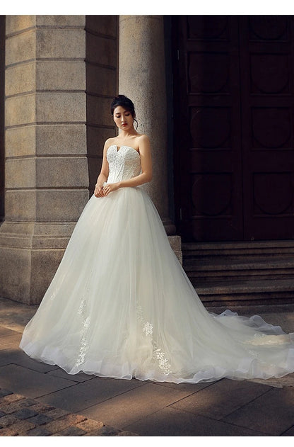 Strapless Wedding Dress 2025autumn New Style Elegant and Graceful Bride Slimming Palace Style Sexy Lace Puffy Dress Formal Dress Badiee Stylez