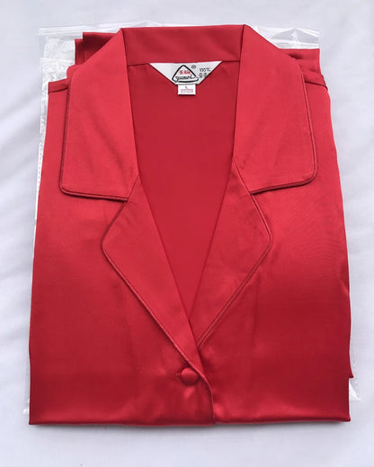 100% Pure Silk Women's Classical Pajama Set Sleepwear Nightgown M L XL YM007 red