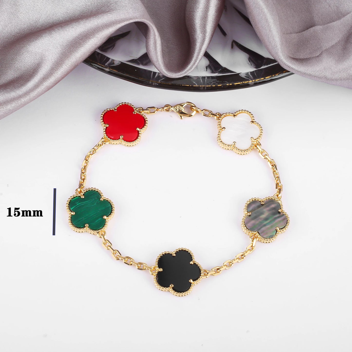 7 colors classic simple five-leaf flower pendant necklace natural stones clover Choker Chain for women party daily wear jewelry 31