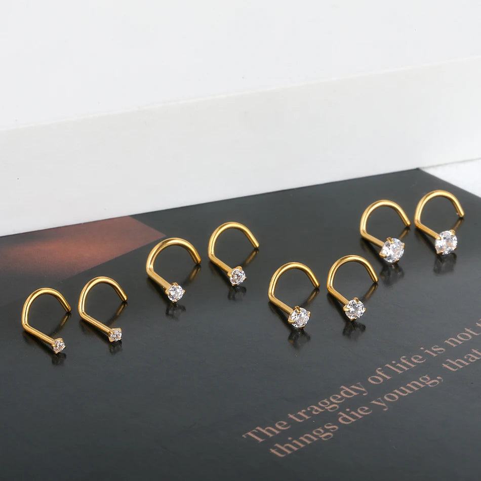 1PC Titanium 18G /20G 1.5/2/2.5/3mm Zircon Gem Nose Stud Piercing Screw Prong CZ Nostril Earring Nariz Piercings Sexy Jewelry Badiee Stylez
