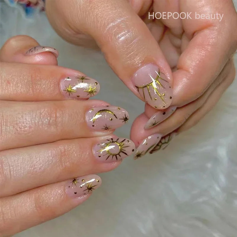 24pcs Nude French Fake Nails White Edge Almond False Nails Art Full Coverage Removable Waterproof Artificial Press on Nail JP1952