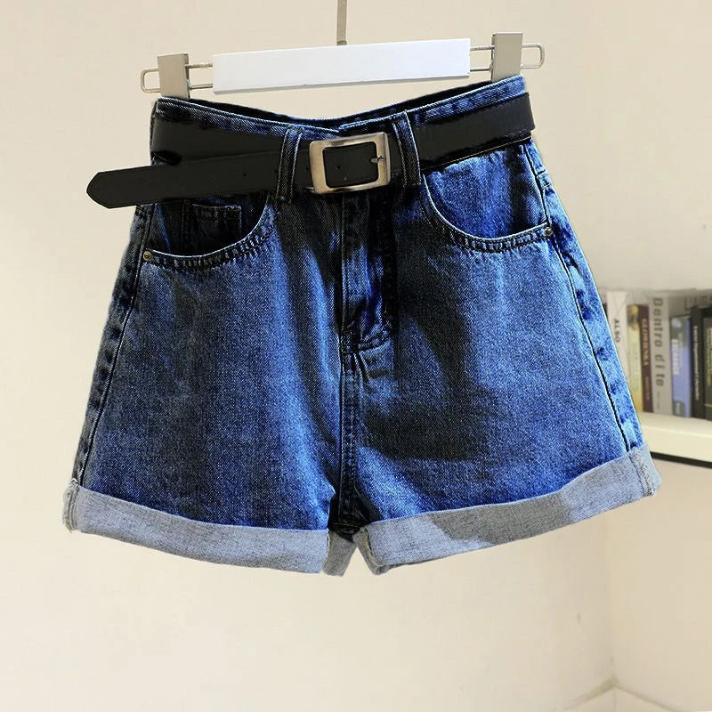 Women's Denim Shorts Summer 2024 New Loose Wide Leg Short Jeans Female Casual Clothes A-line Pants for Women DEEP BLUE