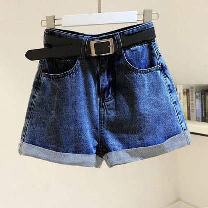 Women's Denim Shorts Summer 2024 New Loose Wide Leg Short Jeans Female Casual Clothes A-line Pants for Women DEEP BLUE