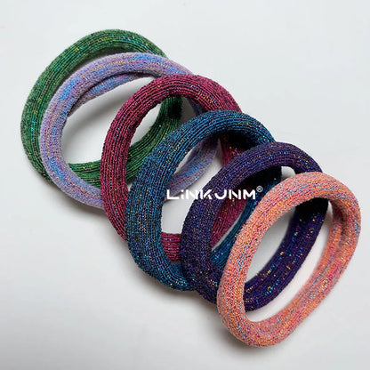 6PCS Women Glitter Hair Scrunchies Girls Elastic Hair Rubber Bands Hair Holder/Gum Hair Accessories Ponytail Hair Holders Badiee Stylez