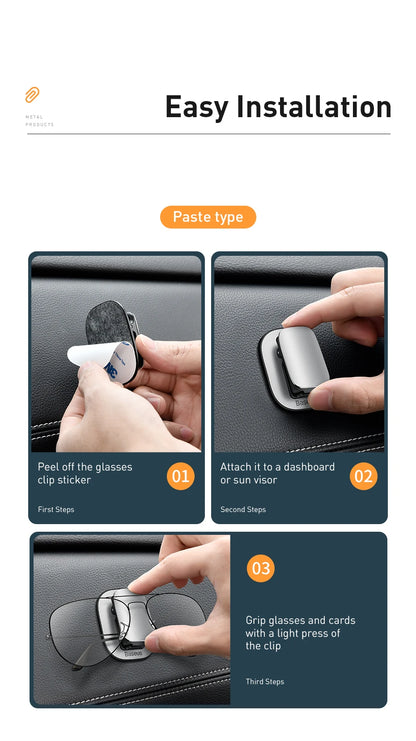 Baseus Car Eyeglass Storage Clip Sun Visor Sunglasses Holder for Auto Card Ticket Stand Interior Accessories Car Eyeglass Holder