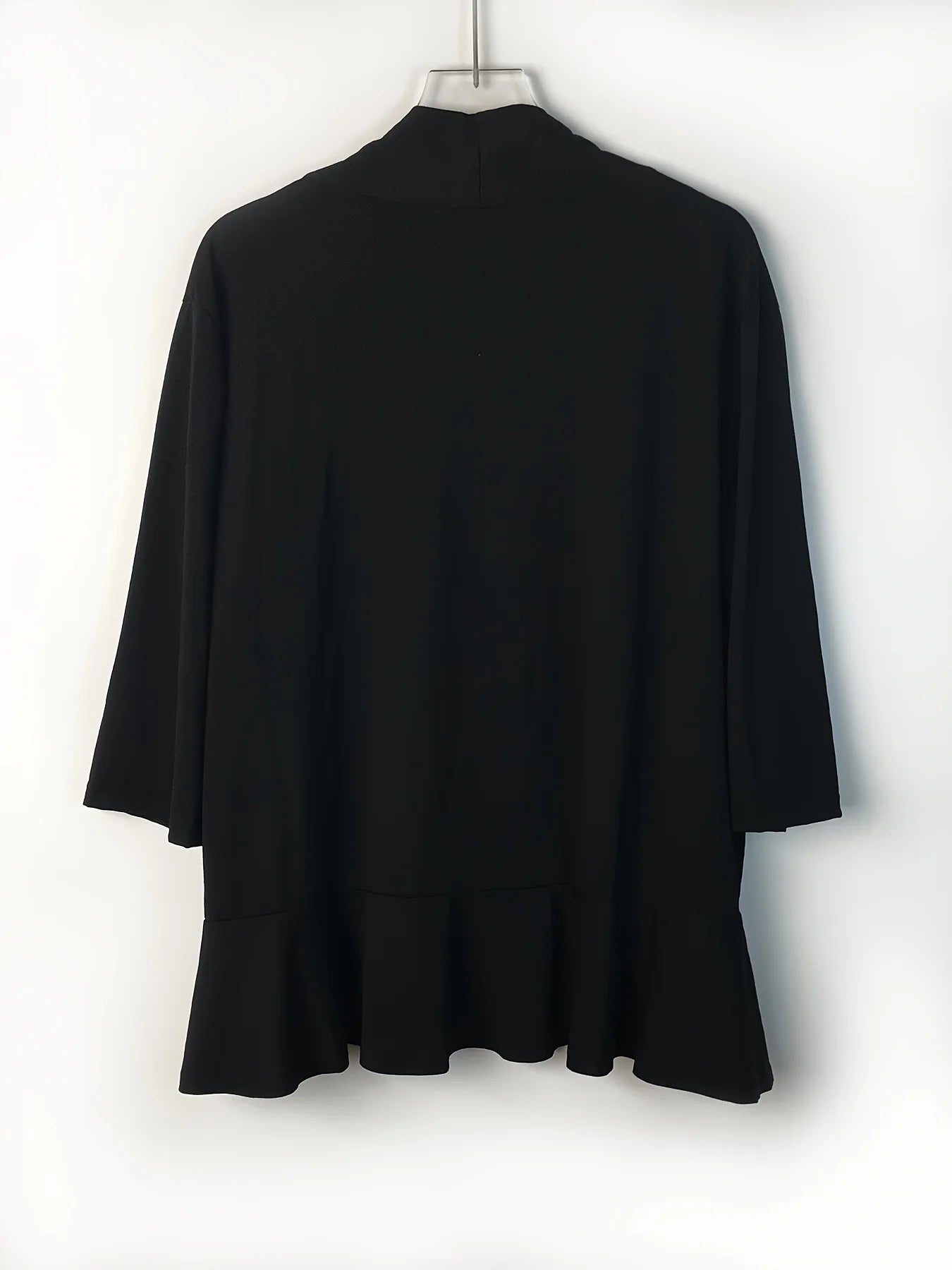 Plus Size V-neck Loose Pleated Cardigans Casual Frill Solid 3/4 Sleeve Spring Summer Fall Cardigan Plus Size Women's Clothing