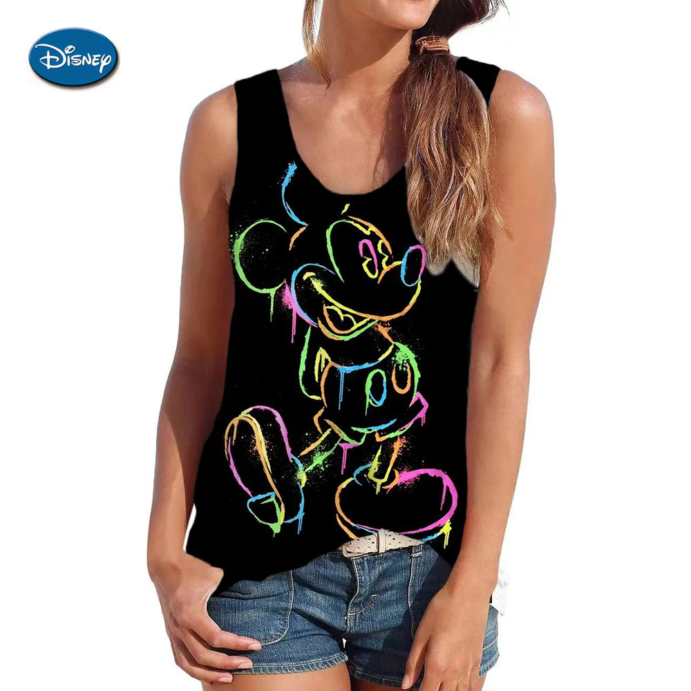 2024 New Style vest For Women Disney Mickey Mouse Print Female Oversized vest top Summer Women Clothing Sleeveless Fashion BXZ8DA0101