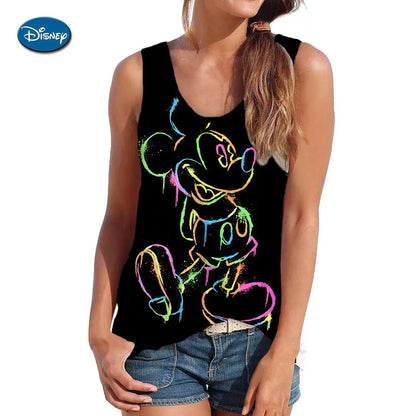 2024 New Style vest For Women Disney Mickey Mouse Print Female Oversized vest top Summer Women Clothing Sleeveless Fashion BXZ8DA0101
