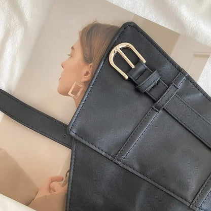 Belt for Women's Fashion with Dress and Coat Design Elastic Waistband Black Versatile Wide Belt Designer Belt