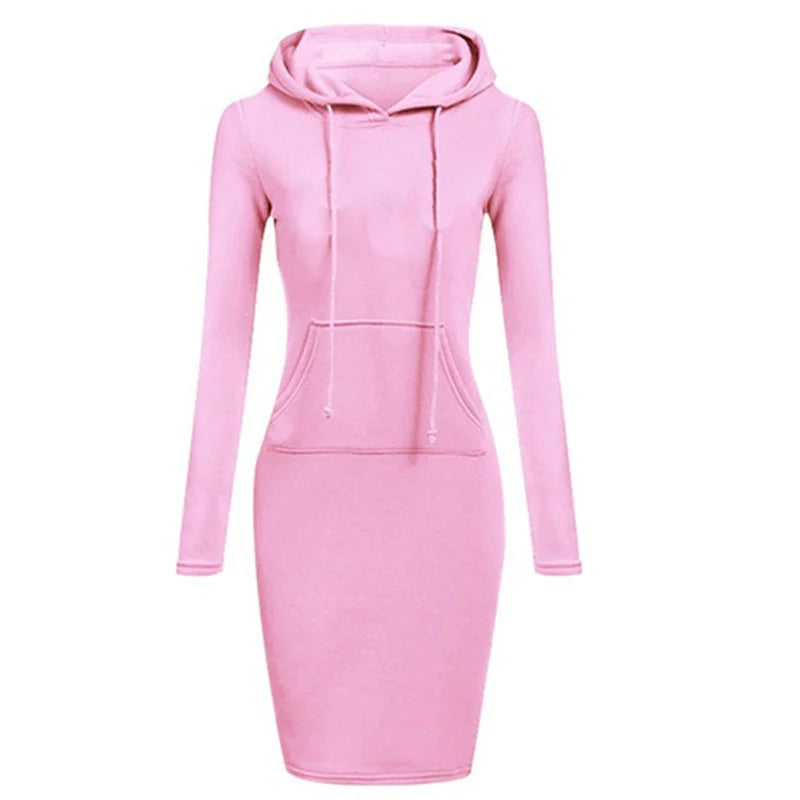 Fashion Sweatshirt Dresses Women's Pocket Hooded Casual Dresses Mini Dresses Badiee Stylez