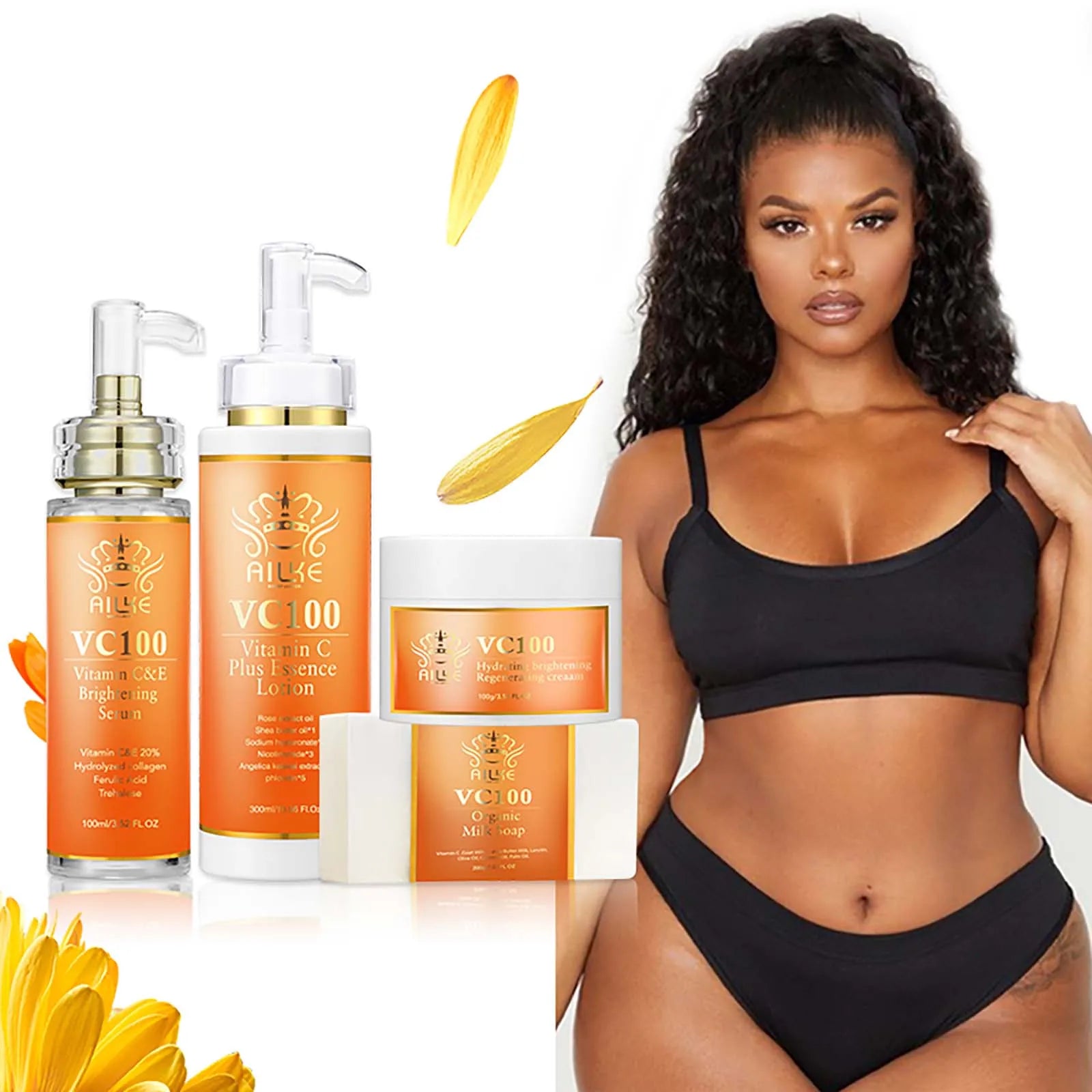 AILKE Vitamin C Whitening Kit For Women, Even Skin Tone, Clean Skin, Moisturizing, Anti Wrinkle & Aging, Glow Skin Set