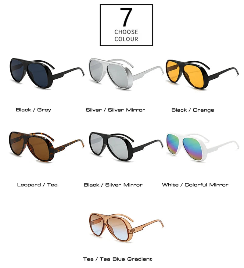 SHAUNA Fashion Oversized Pilot Men Sunglasses Retro Gradient Mirror Shades UV400 Women Sun Glasses