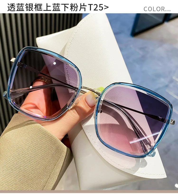 Fashion Square Sunglasses Women New Retro Decoration Glasses Men Leopard Blue Sun Glasses Gradient Shades UV400 Eyewear