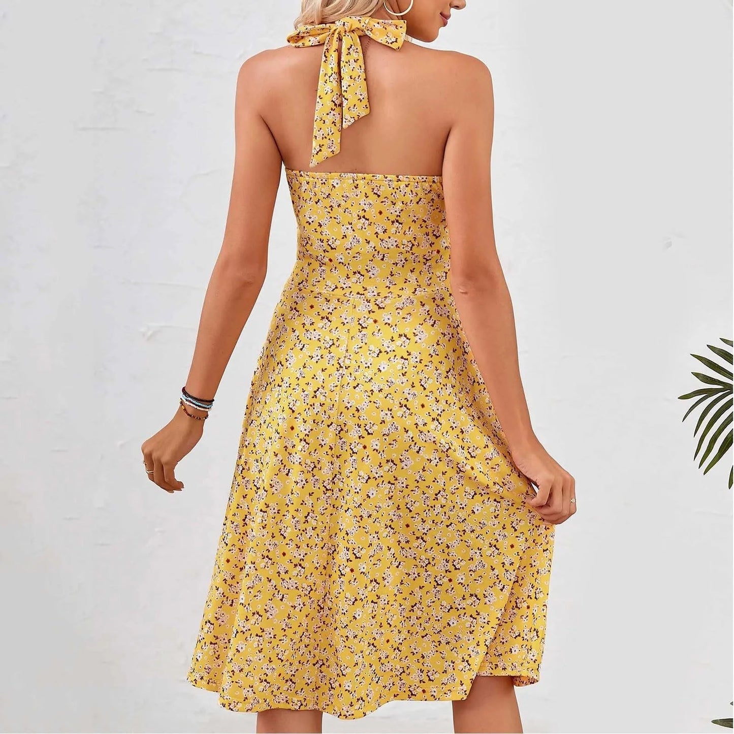 Ladies' Sexy Elegant Bohemian Floral Printed Summer Sleeveless Deep V-neck High Waist Beach Vacation A-line Daily Ruffle Dresses