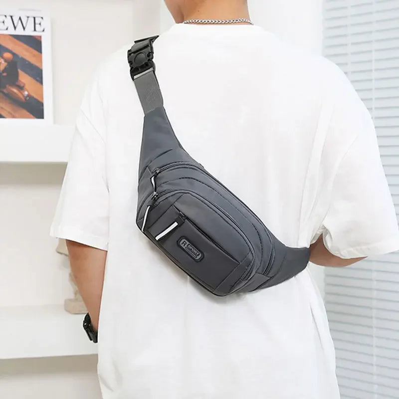 Men Canvas Fit Waistpack Mobile Fanny Waist Packs Men's Sports Outdoor Leisure Running Anti Theft Ultra Thin Invisible Waist Bag