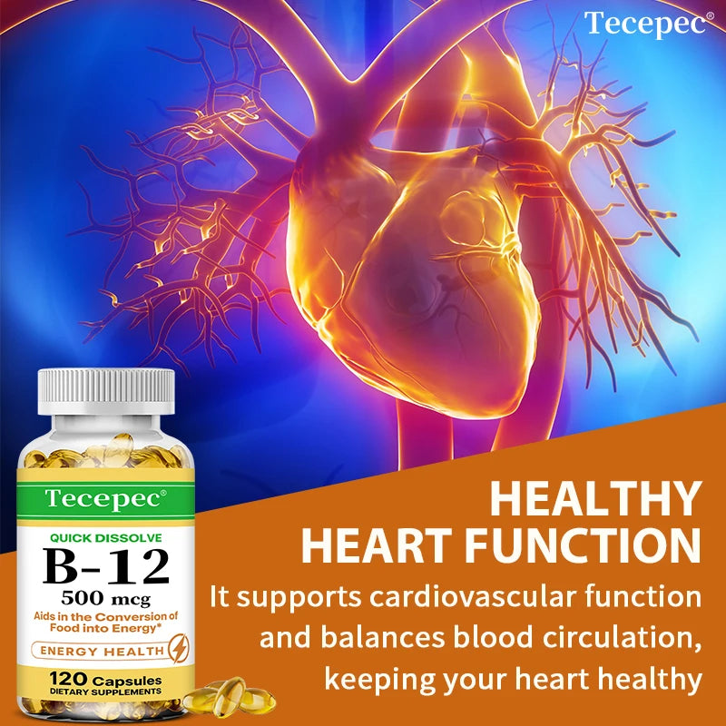 Vitamin B-12 - supports energy metabolism, nervous system, cellular health, heart, immunity and red blood cell formation