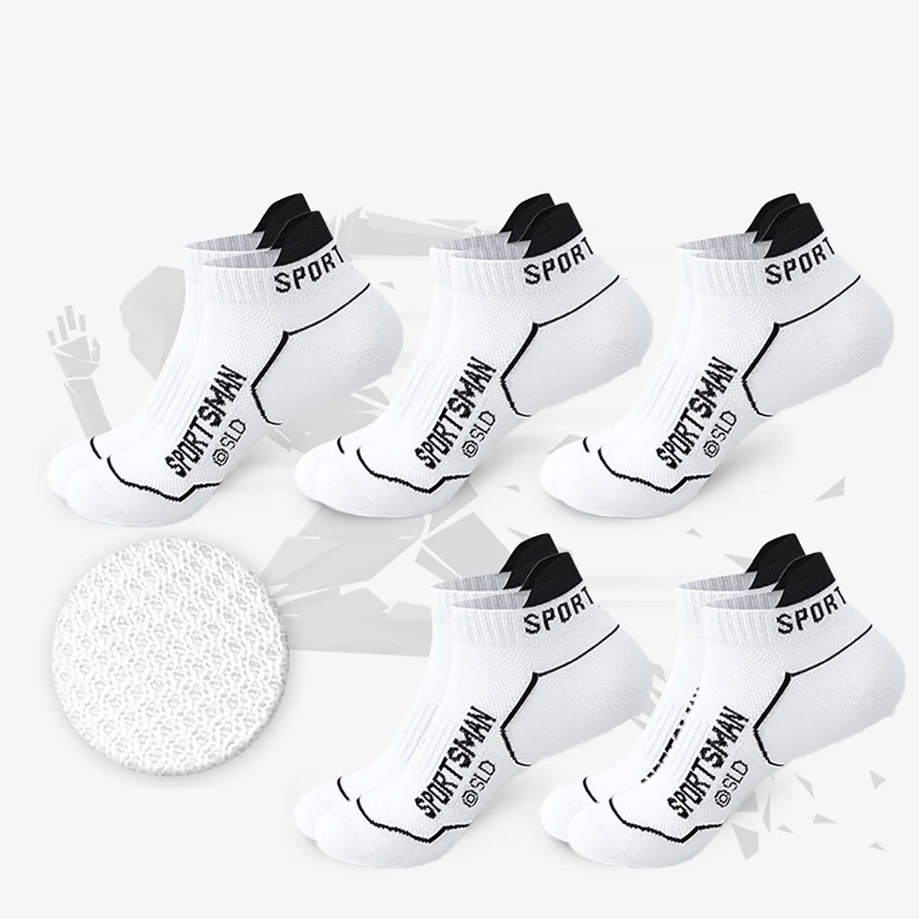 5 Pairs sport Socks High Quality Men's Summer Man Short Socks Breathable Ankle Socks Cotton Black Thin Cut Run Men Socks 5 white EUR40-44 CHINA