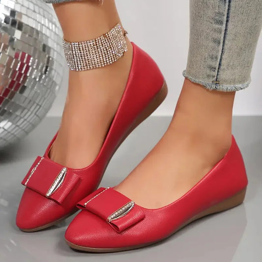 2024 Women Trend Flat New Casual Lightweight Office Dress Shoes Women Baotou Slip on Comfortable Elegant Loafers Shoes for Women Claret