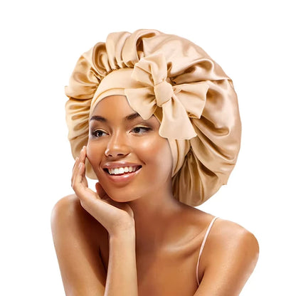 high-quality Mulberry Silk Sleeping Bonnet for Women Large Sleep Cap with Wide Elastic Tie Band for Curly Dreadlock Braid Hair C Badiee Stylez