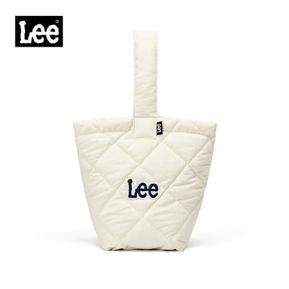 LEE Ladies Cute Design Puffer Bag Casual Soft Small Pink White Quilted Handbag Women Korean Style Down-filled Phone Bucket Bag