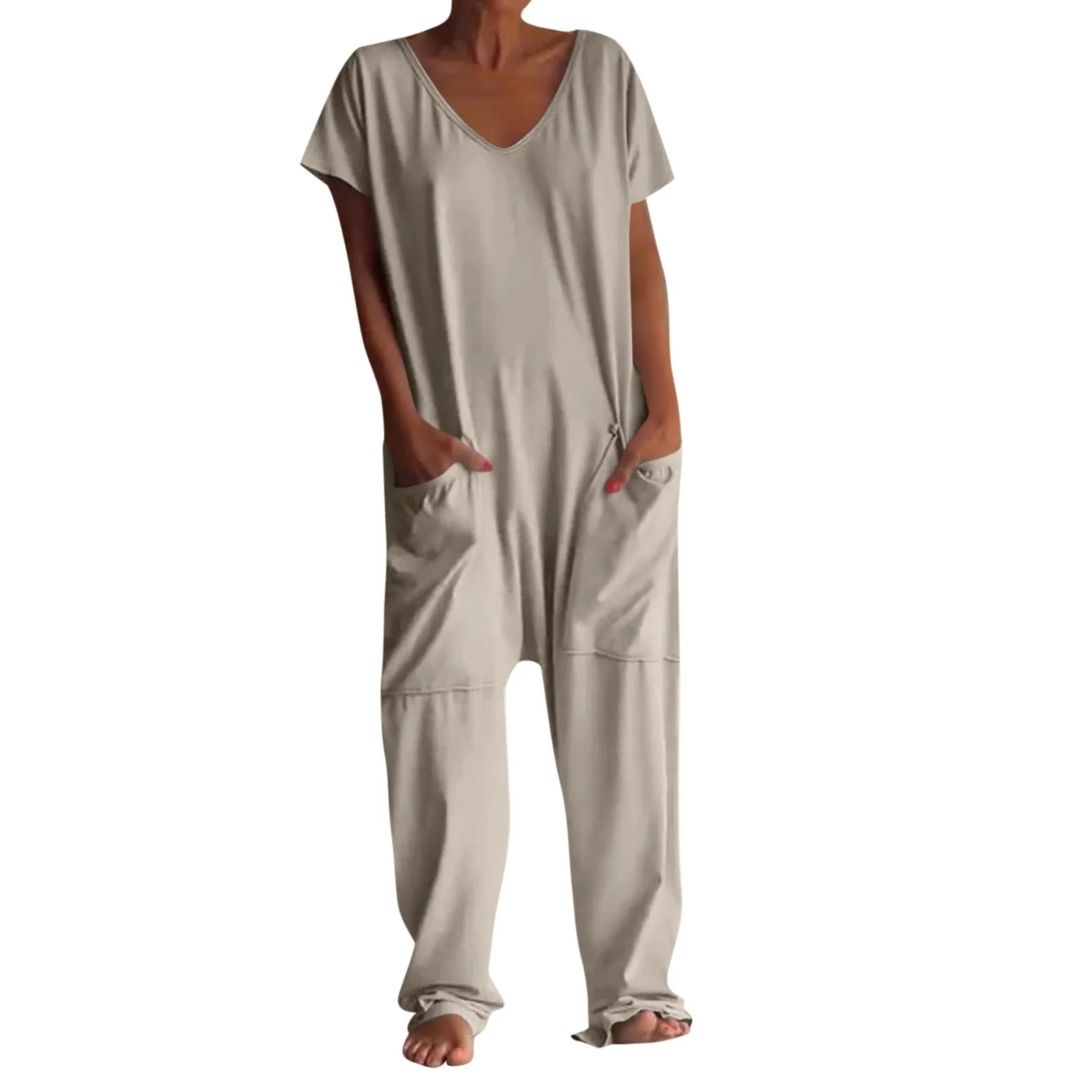 jumpsuit women Fashion Casual Short Sleeve Jumpsuits Loose and comfortable Pullover bodysuit With Pockets trend monos largos Badiee Stylez