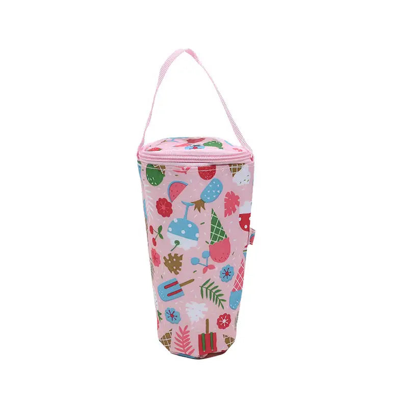 Portable Milk Tea Tote Bag Heat Preservation Bag Carrying Insulated Cup Cover Umbrella Bag Handbag Camping Drinkware Accessories Pink