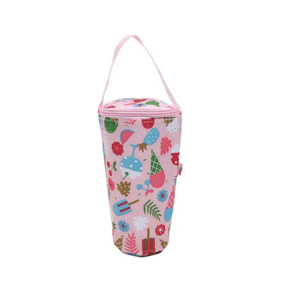 Portable Milk Tea Tote Bag Heat Preservation Bag Carrying Insulated Cup Cover Umbrella Bag Handbag Camping Drinkware Accessories Pink