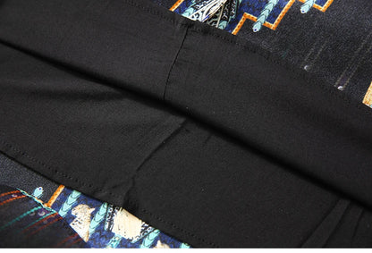 2025 Summer Bohemian Dresses For Women Elegant V-neck High Waist Women's Print Black Dress A-line 100% Real Silk Long Midi Dress Badiee Stylez