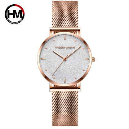 2025 New Women's Luxury Watch Matte Dial Japanese Quartz Movement Stainless Steel Mesh Strap Hannah Martin Brand Original Watch MS36-WFF