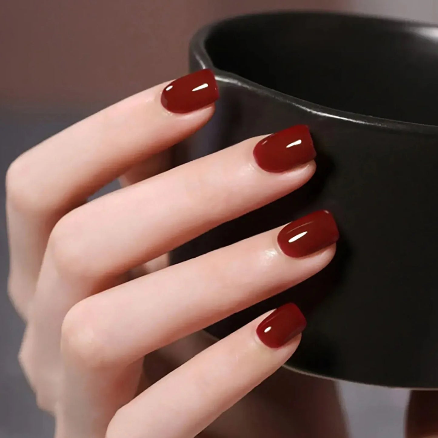 Almond Mid-length Black Fake Nail Solid Color Press on Nails Simple Full Cover Artificial Nail For Girls Nail Extension 24Pcs Y3