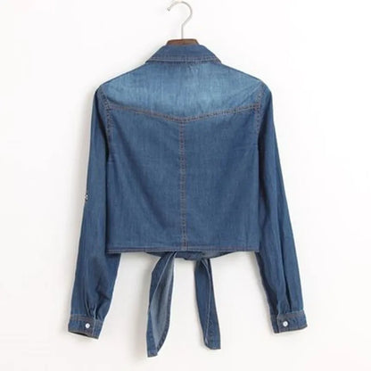 2023 Spring/Summer New Denim Jacket Women's Korean Casual Slim All-Match Short Crop Sleeve Short Sleeve Denim Button Up Top