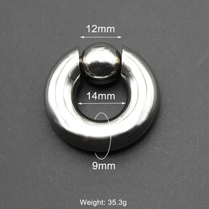 1Pc Large Gauges Stainless Steel CAPTIVE SPRING BEAD RING for Septum Piercing BCR Nose Ring Hoop Expander Earlobe Earrings 00G 9x14-12mm 1 Piece