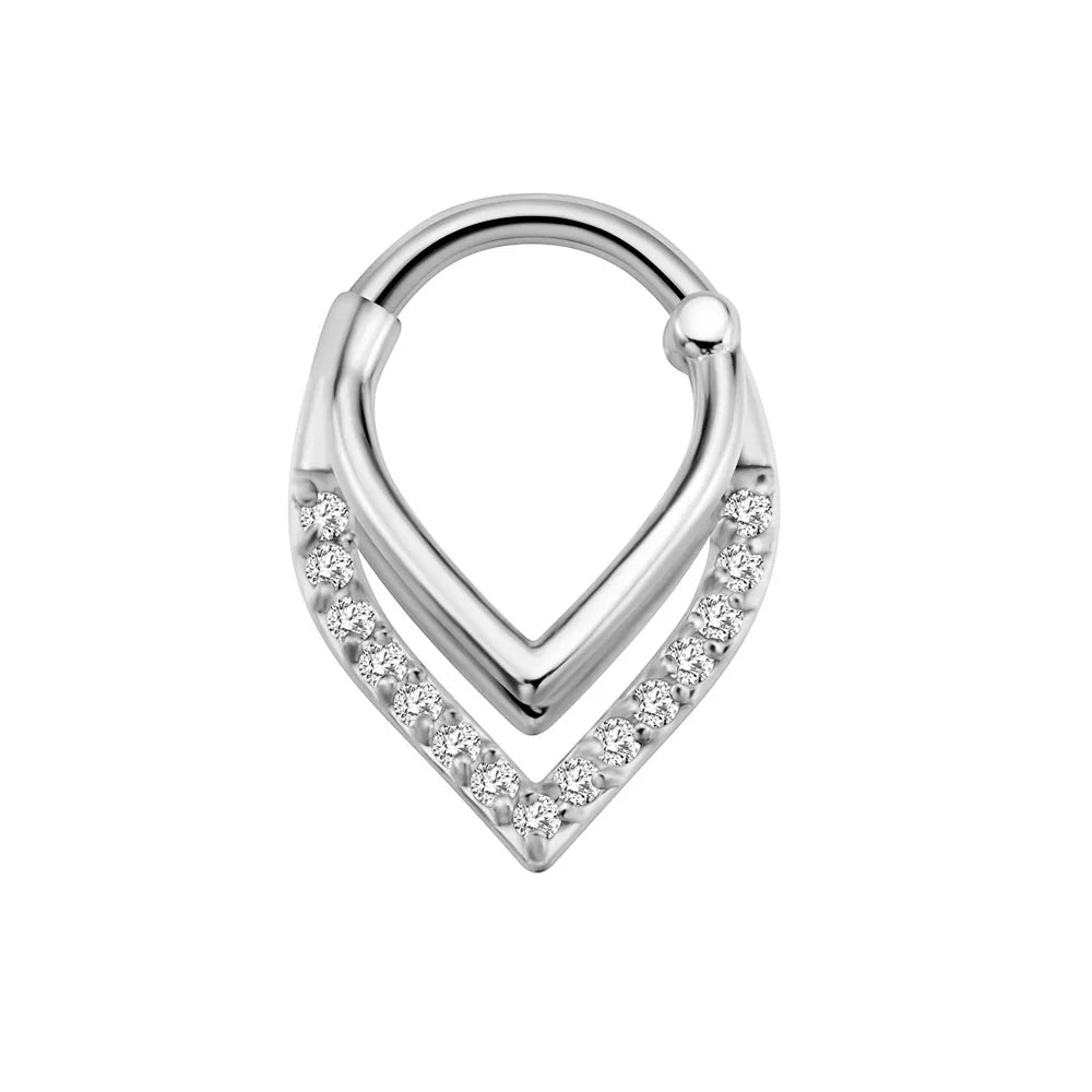 Flower Moon Heart Waterdrop Septum Piercing Daith Conch Tragus Hoop Earring Clicker Segment Nose Ring 316L Surgical Steel 16G P-Silver Color