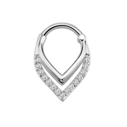 Flower Moon Heart Waterdrop Septum Piercing Daith Conch Tragus Hoop Earring Clicker Segment Nose Ring 316L Surgical Steel 16G P-Silver Color