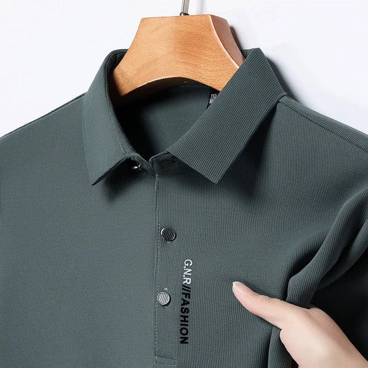Men's Polo Shirt - Breathable & Comfortable Solid Color Top for Casual Business Style