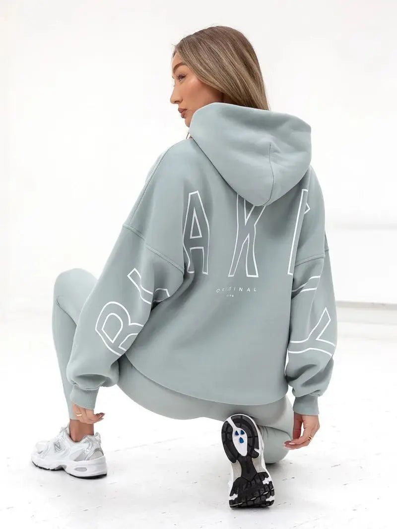 European American Fashion Printed Hooded Hip Hop Sweatshirt 2025 New Cross Border Thickened Versatile Long-sleeved Loose Clothes