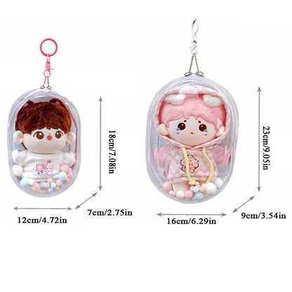 Transparent Outdoor Bag with Keychain Mystery Doll Display Storage Bags Dust-Proof Organizer Pouches Classic Doll Storage Bags