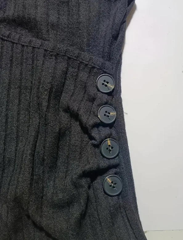 Women's Sexy Ribbed Knit Tank Top with Button Details - V-Neck Sleeveless Stretch Fit Machine Washable Black Polyester