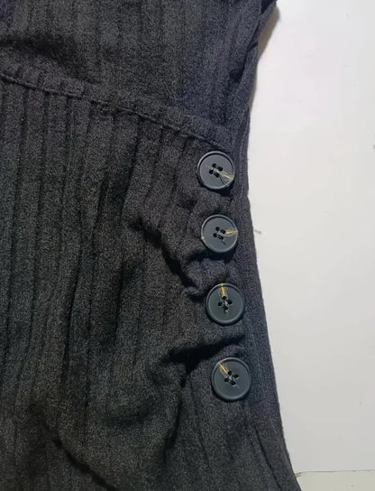 Women's Sexy Ribbed Knit Tank Top with Button Details - V-Neck Sleeveless Stretch Fit Machine Washable Black Polyester