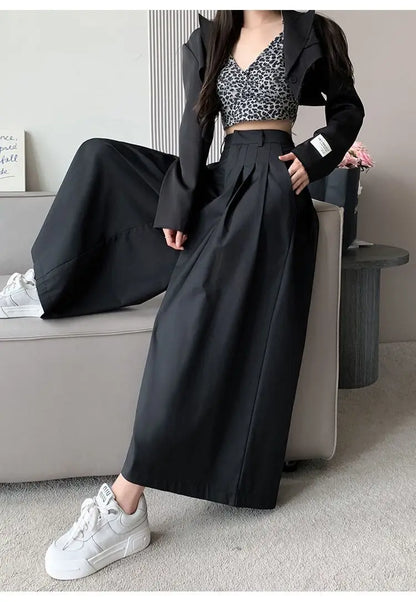 Irregular suit, pants, skirt, female 2024, short, loose, wide leg, big swing pants, high waist, slimming, pleated casual pants Badiee Stylez