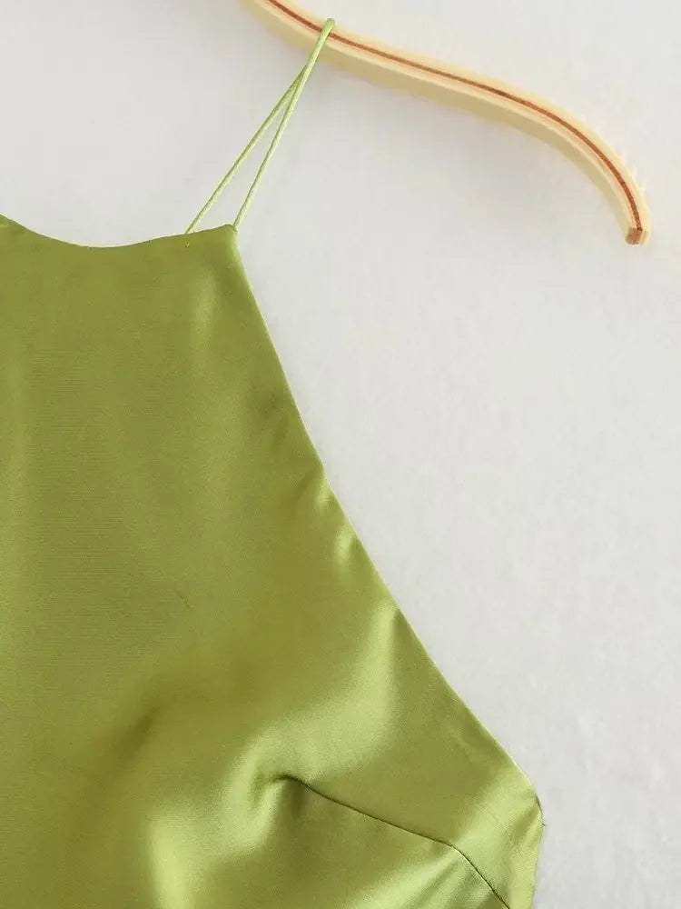 2023 Summer New Women's Dress Tanksilk-satin Feeling Sleeveless Dress 9588 Western Style Fashion