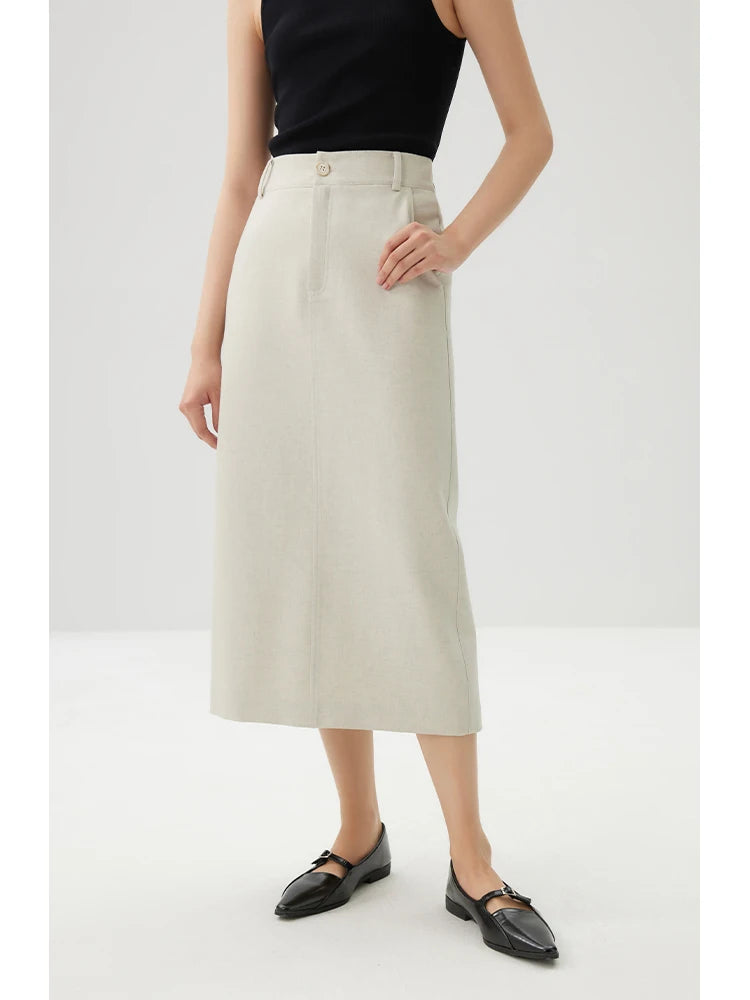 ZIQIAO Apricot Temperament Polo Neck Short Single Breasted Blazer Coat High Waist Zipper Waist Women Skirt 24ZQ91167+24ZQ91168