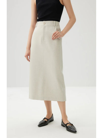 ZIQIAO Apricot Temperament Polo Neck Short Single Breasted Blazer Coat High Waist Zipper Waist Women Skirt 24ZQ91167+24ZQ91168