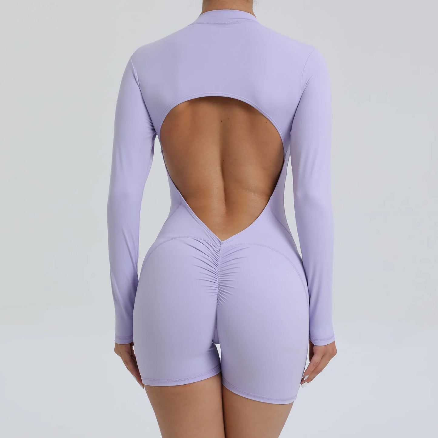 2025 Pad Zipper Long Sleeve Yoga Set Women One Piece Jumpsuit Gym Workout Shorts Fitness Bodysuit Sports Athletic Suit XP358 Badiee Stylez